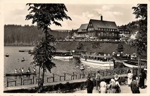 Zschopau-Talsperre mit Gaststätte Kriebstein bei Waldheim Sachsen AK 1937