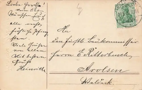 Fröhliche Pfingsten Schirm Kleeblätter Mädchen Pfingstrosen Postkarte AK 1909