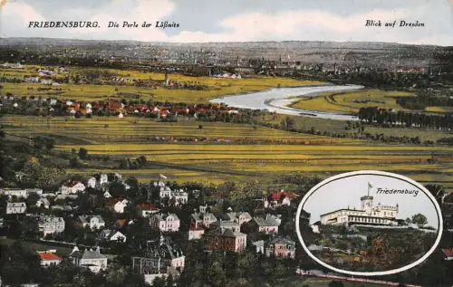 Friedensburg und Blick auf Dresden Friedensburg Sachsen Postkarte AK 1933