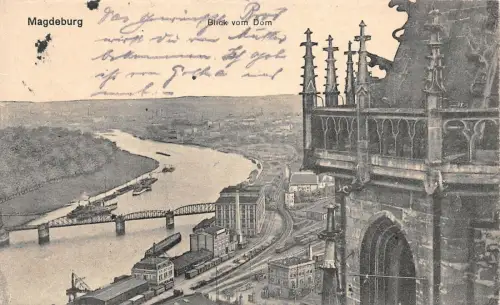Magdeburg Blick vom Dom Postkarte 1916