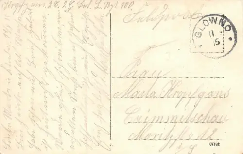 Posen An der Theaterbrücke Straßenbahn Feldpostkarte AK