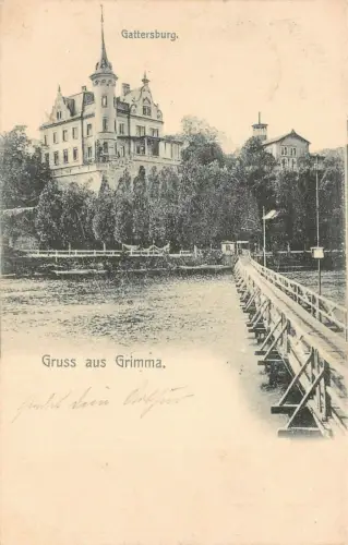 Gruss aus Grimma mit Gattersburg Sachsen Postkarte AK 1907