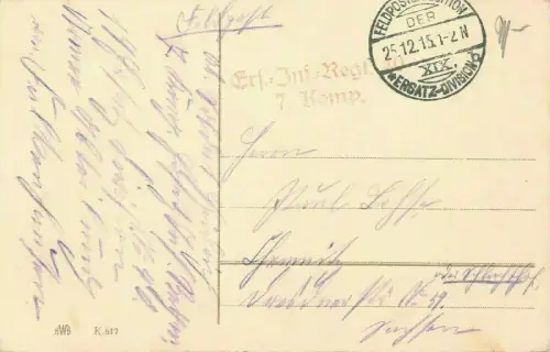 Herzliche Grüsse zum neuen Jahre ! EK2 1. WK Patriotika AK 1915