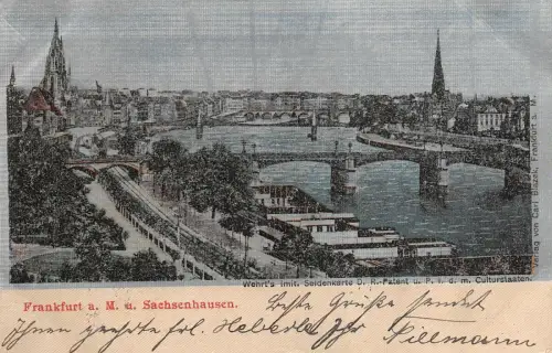 Frankfurt a. M. u. Sachsenhausen Litho Postkarte AK 1903