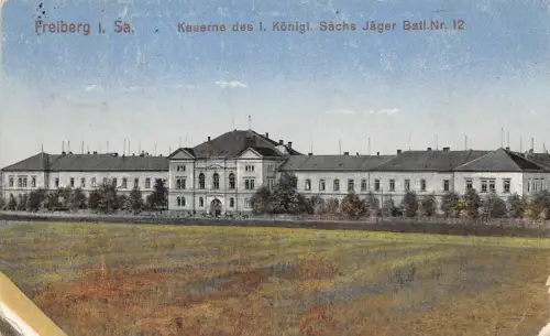 Freiberg i. Sa. Kaserne des 1. Königl. Sächs. Jäger Batl. Nr.12 Postkarte 1921