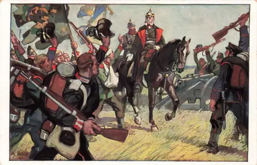 König Wilhelms Ritt um Sedan am 2. September 1870 Postkarte AK 1912