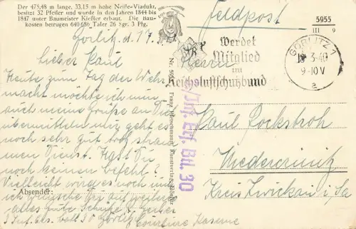 Neisse Viadukt in Görlitz Sachsen Postkarte AK 1940