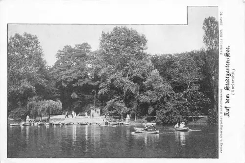 Karlsruhe Auf dem Stadtgarten-See Baden-Württemberg Postkarte AK 1897