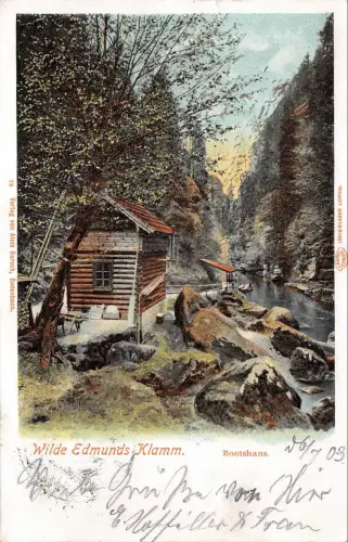 Wilde Edmunds Klamm Bootshaus Postkarte AK 1904