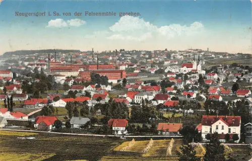 Stadtansicht von der Felsenmühle gesehen Neugersdorf Sachsen Postkarte AK 1919