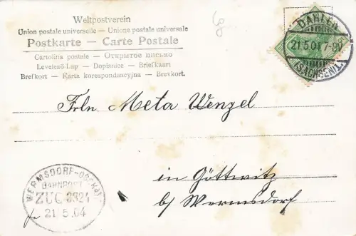 Fröhliche Pfingsten Kleeblätter Käfer Zylinder Hut Blumen Postkarte AK 1904