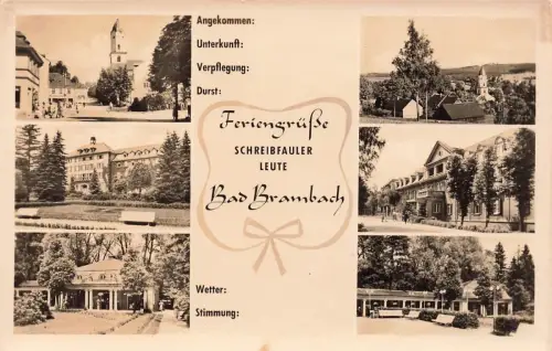 Feriengrüße Panoramakarte Brambach Vogtland Sachsen Postkarte AK