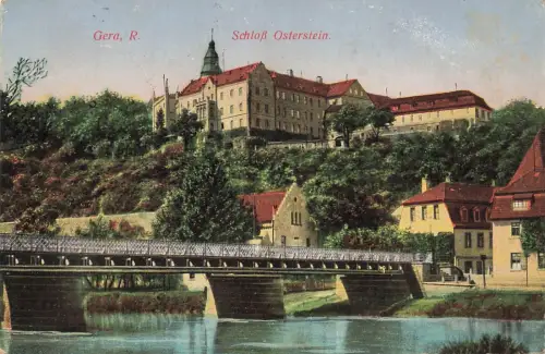 Schloss Osterstein in Gera Thüringen Postkarte AK 1917