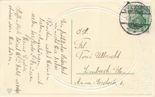 Fröhliche Ostern Küken Ei Rasen schlüpfen Postkarte AK 1913