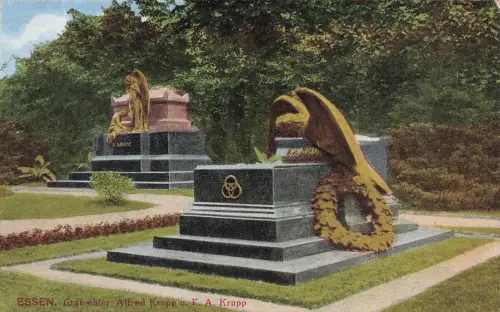 Grabmäler Alfred Krupp und F. A. Krupp Essen Nordrhein-Westfalen Postkarte AK
