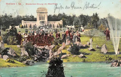 Wunderlich Ehrung im Alberthain Meerane Sachsen Postkarte AK 1912