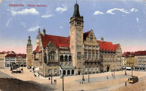 Chemnitz Neues Rathaus Postkarte AK 1915