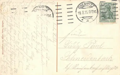 Chemnitz Neues Rathaus Postkarte AK 1915