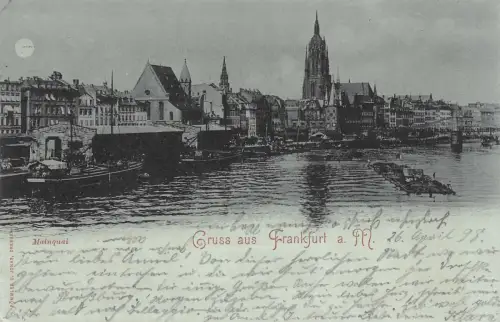 Mainquai Gruss aus Frankfurt a. M. Postkarte AK 1898