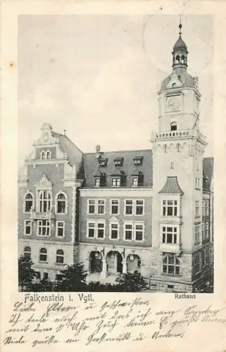 Rathaus in Falkenstein Vogtland Sachsen Postkarte AK 1907