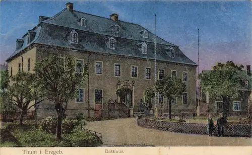 Rathaus in Thum Erzgebirge Sachsen Postkarte AK 1919