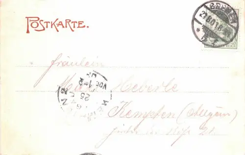 Bremen Wallanlagen mit der Mühle Postkarte AK 1903