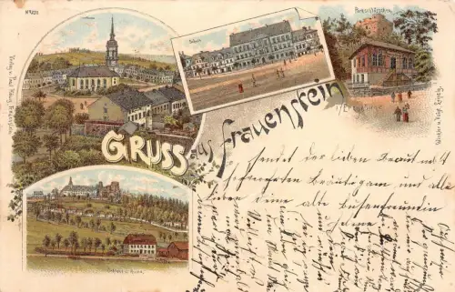 Gruss aus Frauenstein i./Erzgebirge Schloss u. Ruine Postkarte AK 1898