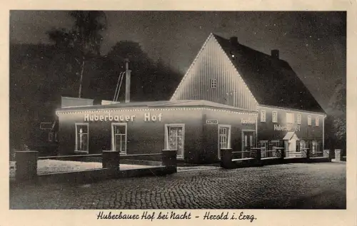 Huberbauer Hof bei Nacht in Herold Erzgebirge Sachsen Postkarte AK 1943