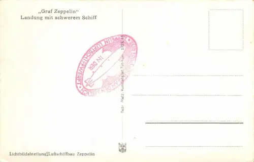 Graf Zeppelin Landung mit schwerem Schiff Postkarte AK