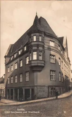 Sparkasse und Stadtbank Apolda Thüringen Postkarte AK 1936