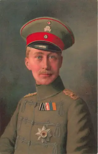 Portrait Kronprinz Wilhelm Husaren Patriotika Postkarte AK 1916