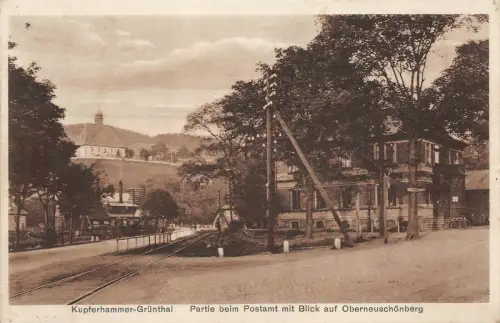 Partie beim Postamt mit Blick auf Oberneuschönberg Kupferhammer Sachsen AK 1933