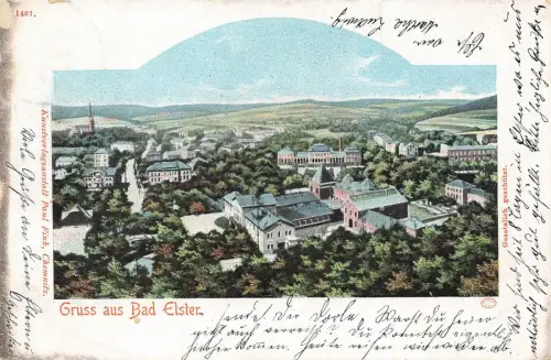 Gruss aus Bad Elster mit Stadtansicht im Vogtland Sachsen Postkarte AK 1903