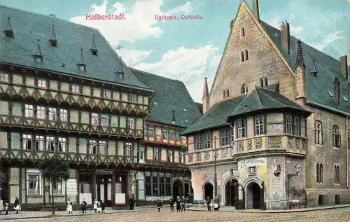 Ansicht Rathaus Ostseite Halberstadt Sachsen-Anhalt Postkarte AK