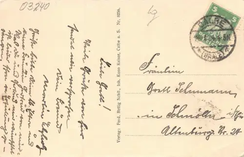 Calbe a. S. Partie an der Saale Postkarte 1924