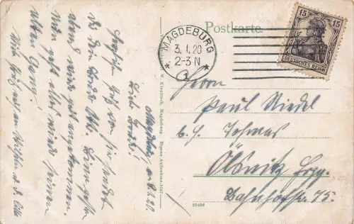 Dom vom Roten Horn aus gesehen Magdeburg Sachsen-Anhalt Postkarte AK 1920