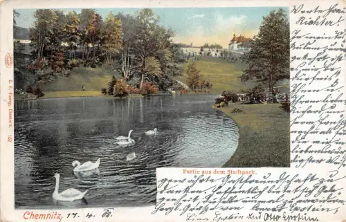 Chemnitz Sachsen Stadtpark Postkarte 1903