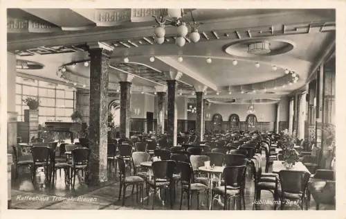 Jubiläums-Saal im Kaffeehaus Trömel Plauen Vogtland Sachsen Postkarte AK 1940