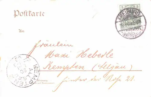 Freiburg Münster vom Schlossberg aus Baden-Württemberg Postkarte AK 1903