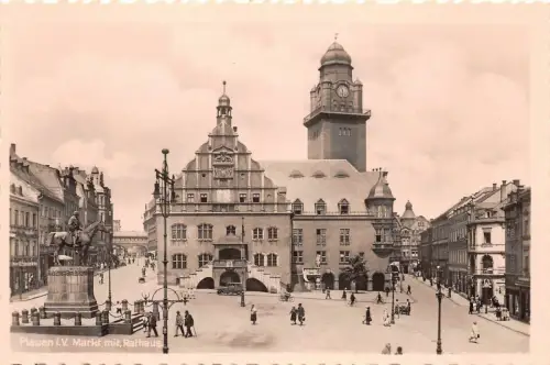Plauen i. V. Markt mit Rathaus Postkarte