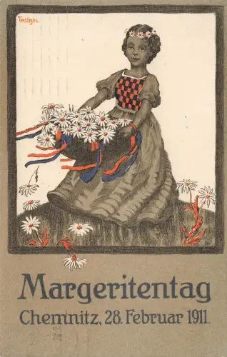 Margeritentag Chemnitz 28.Februar 1911 Sachsen Postkarte AK 1911