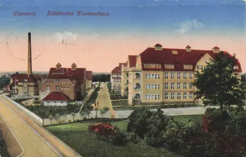 Städtisches Krankenhaus in Chemnitz Sachsen Postkarte AK 1931