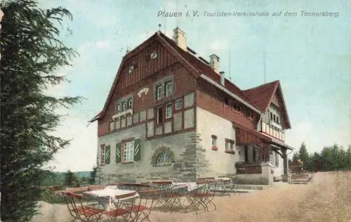 Touristen-Vereinshaus auf dem Tenneraberg Plauen Vogtland Sachsen Postkarte AK