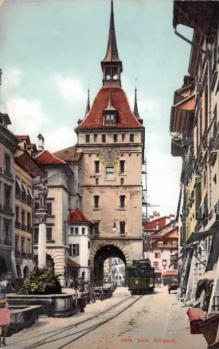 Bern Käfigturm Straßenbahn Postkarte AK
