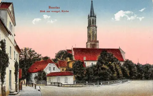 AK Bunzlau Bolesławiec Blick zur Kirche