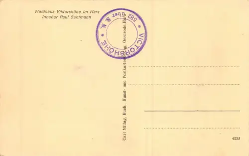 Waldhaus Viktorshöhe im Harz Inh. Paul Sahlmann AK