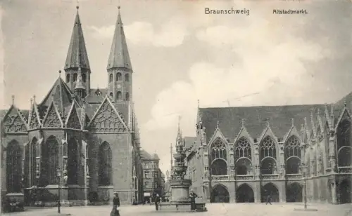 Altstadtmarkt in Braunschweig Niedersachsen Postkarte AK