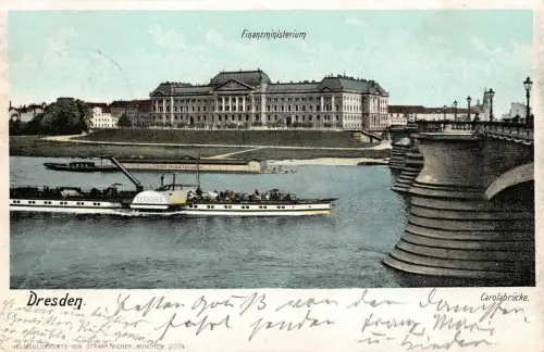 Finanzminesterium an der Elbe Dresden Sachsen AK 1908
