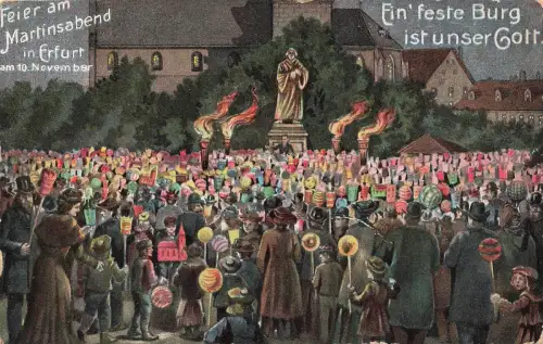 Feier am Martinsabend in Erfurt Thüringen Postkarte AK 1911