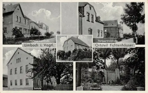 Limbach Vogtland Ortsteil Fichtenhäuser Herlasgrünestrasse Schule AK 1939
